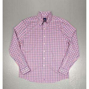 Johnnie-O Button Down Shirt Mens Large Prep Performance Pink Purple Check L/S
